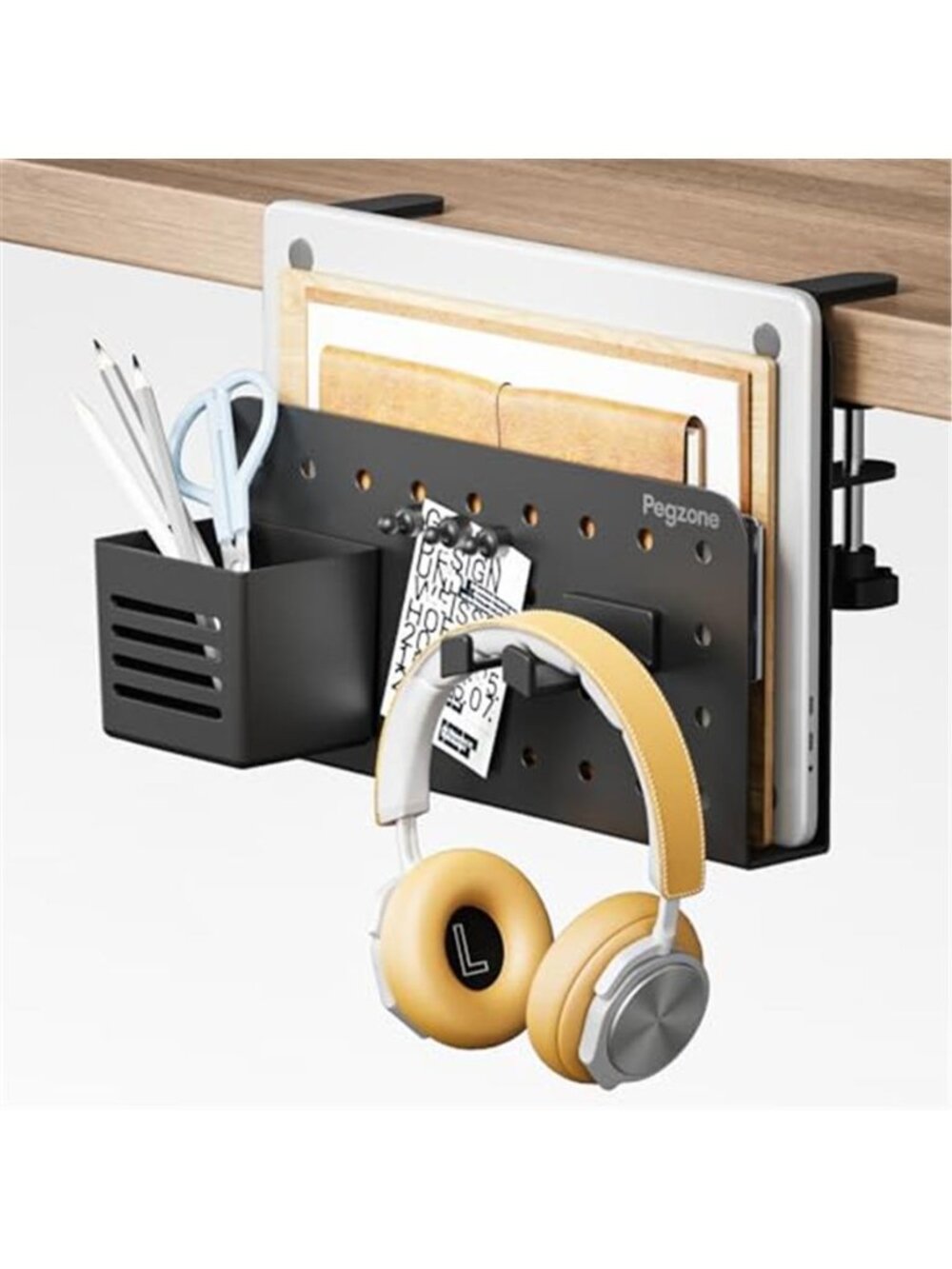 Under Desk Laptop Holder Clamp Mount Metal Desk Organizer Storage Pegboard Rack